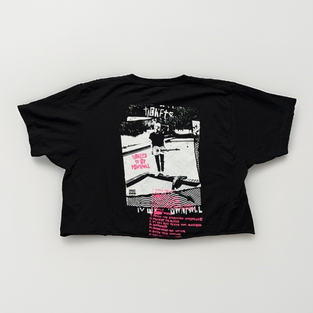 Machine Gun Kelly Tickets To My Downfall Cropped T-Shirt L MGK Guitar Album Tour